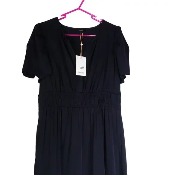 New Quince Silk Tiered Maxi Dress Women’s Small Navy Blue Maxi 4655 - Picture 4 of 11